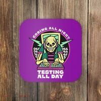 Coding All Night Testing All Day Skeleton Coaster thumb 0