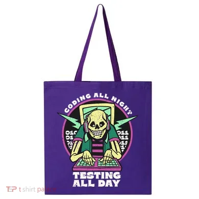 Coding All Night Testing All Day Skeleton Tote Bag