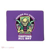 Coding All Night Testing All Day Skeleton Mousepad thumb 0