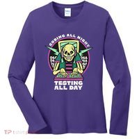 Coding All Night Testing All Day Skeleton Women's Long Sleeve Shirt thumb 0