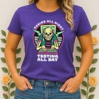 Coding All Night Testing All Day Skeleton Women's T-Shirt thumb 2