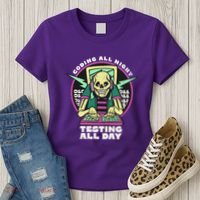 Coding All Night Testing All Day Skeleton Women's T-Shirt thumb 3