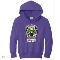 Coding All Night Testing All Day Skeleton Kids Hoodie thumb 0