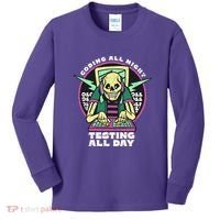 Coding All Night Testing All Day Skeleton Kids Long Sleeve Shirt thumb 0