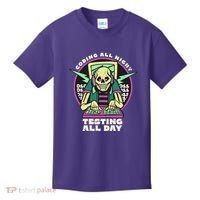 Coding All Night Testing All Day Skeleton Kids T-Shirt thumb 0