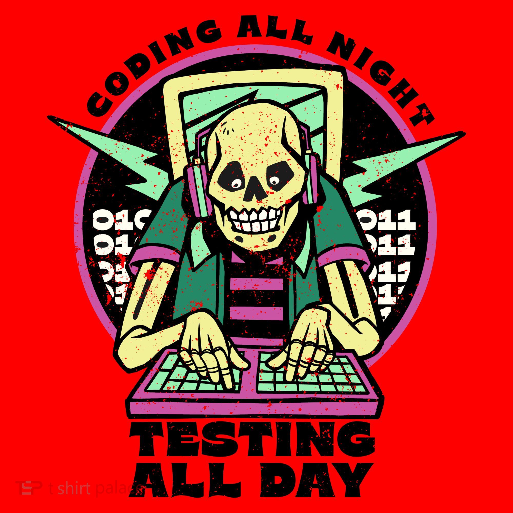 Coding All Night Testing All Day Skeleton Santa Hat