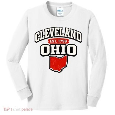Cleveland Ohio Est. 1796 Vintage Collegiate State Pride Kids Long Sleeve Shirt