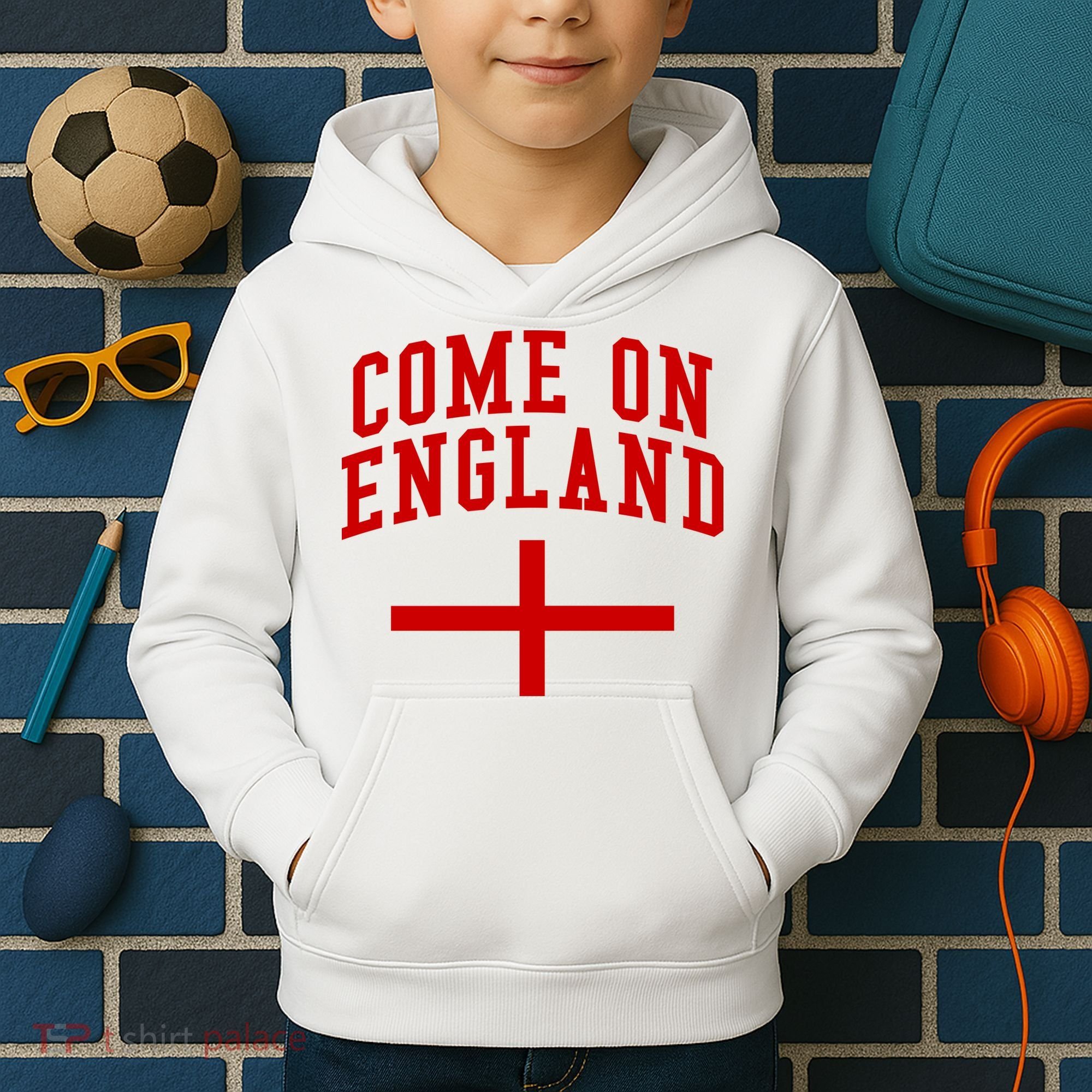 Come On England Flag England Pride Soccer Kids Hoodie