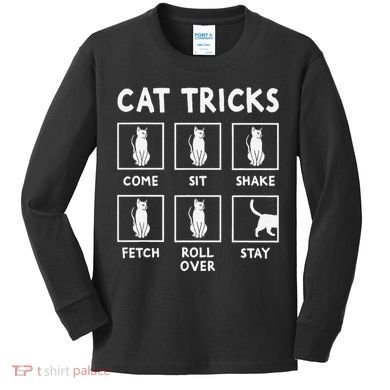 Cat Owner Funny Cat Tricks For Feline Kitten Lover Kids Long Sleeve Shirt