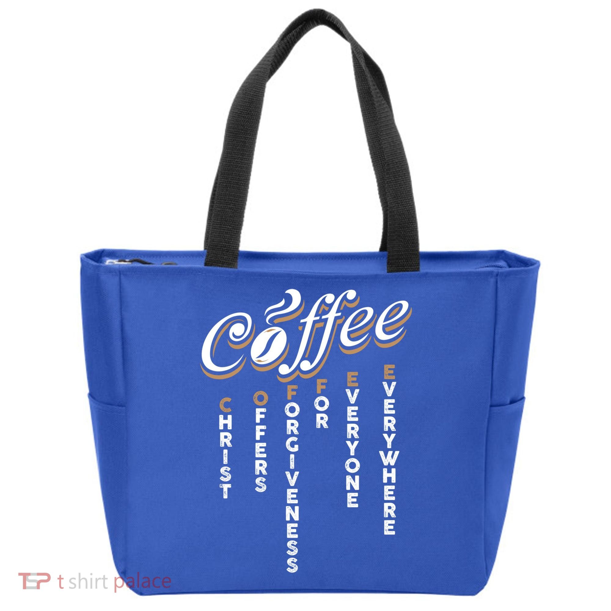 Christ Offers Forgiveness For Everyone Everywhere Coffee Pun Gift Tote Bag