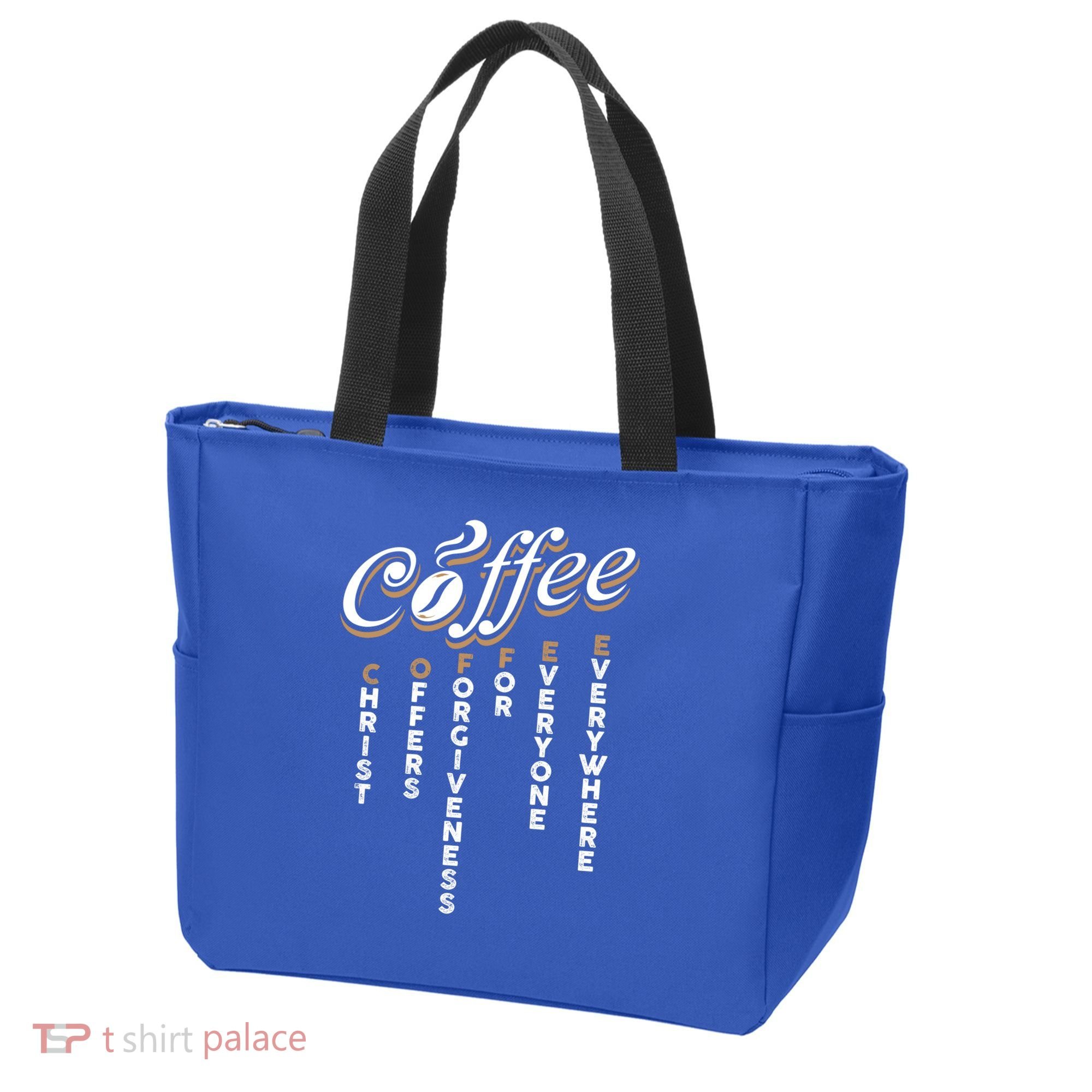 Christ Offers Forgiveness For Everyone Everywhere Coffee Pun Gift Tote Bag