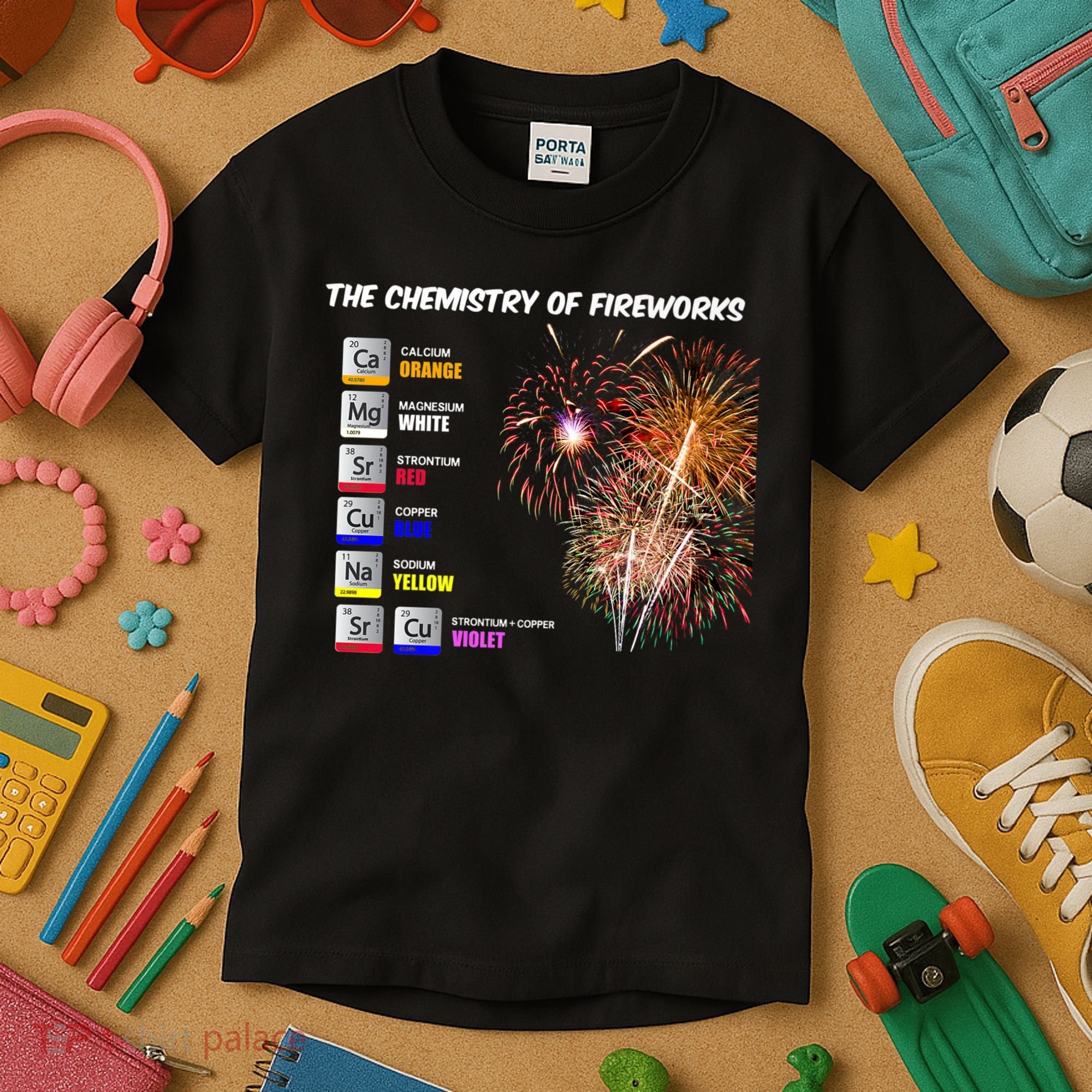 Chemistry Of Fireworks 4th Of July Science Nerd Kids T-Shirt