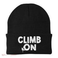 Climb On Funny Mountain Climbing Rock Climber Graphic Gift Beanie thumb 0