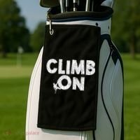 Climb On Funny Mountain Climbing Rock Climber Graphic Gift Golf Towel thumb 2