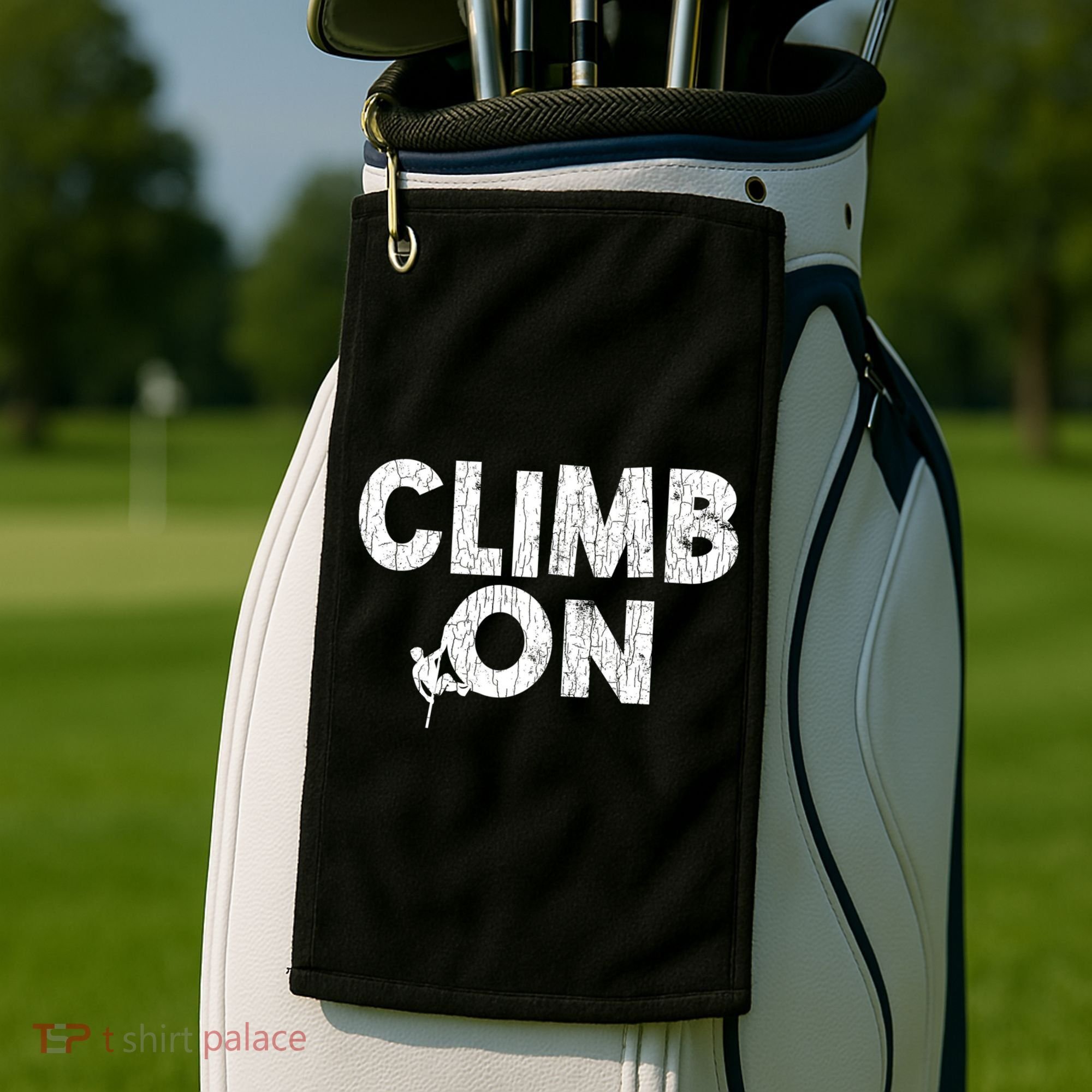 Climb On Funny Mountain Climbing Rock Climber Graphic Gift Golf Towel