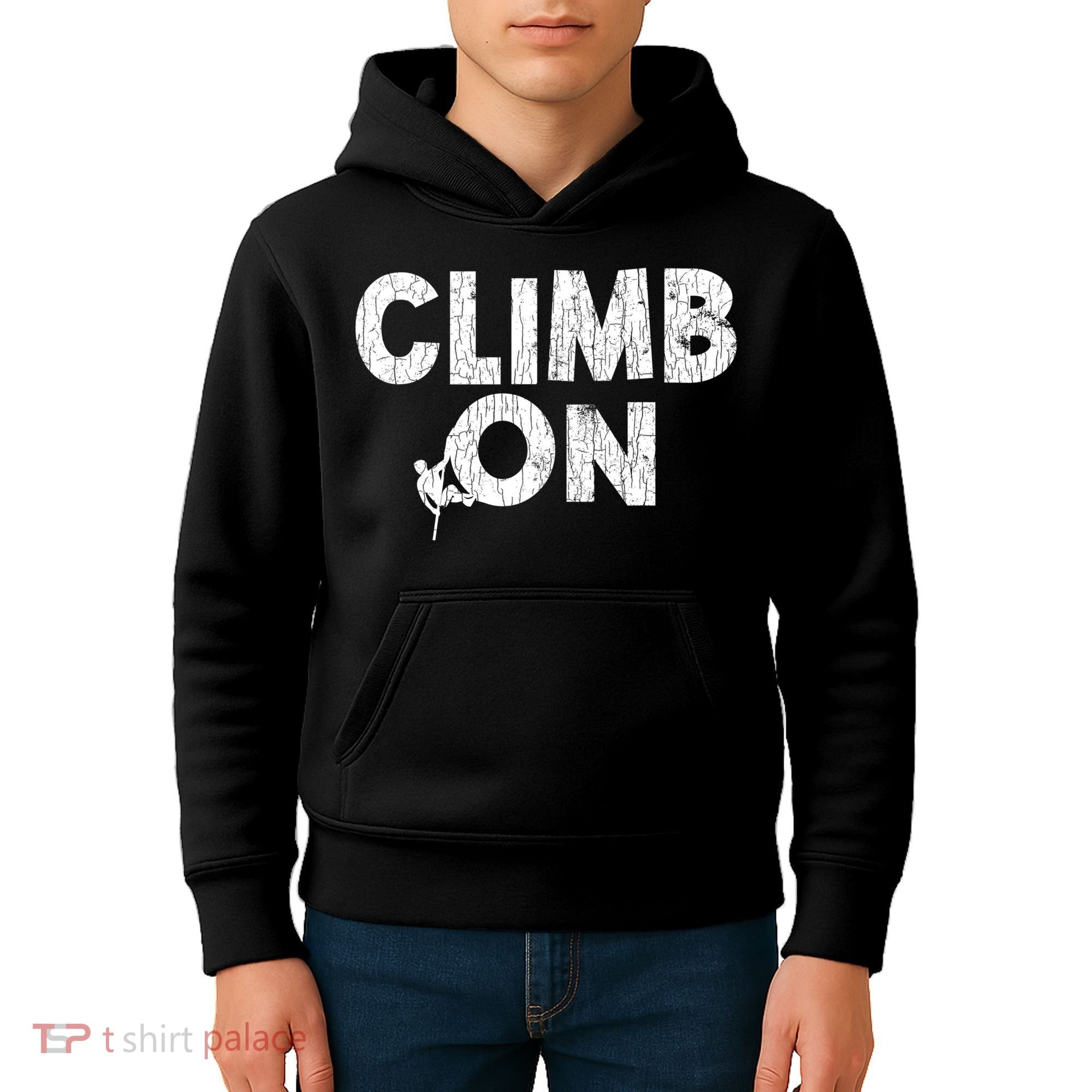 Climb On Funny Mountain Climbing Rock Climber Graphic Gift Kids Hoodie