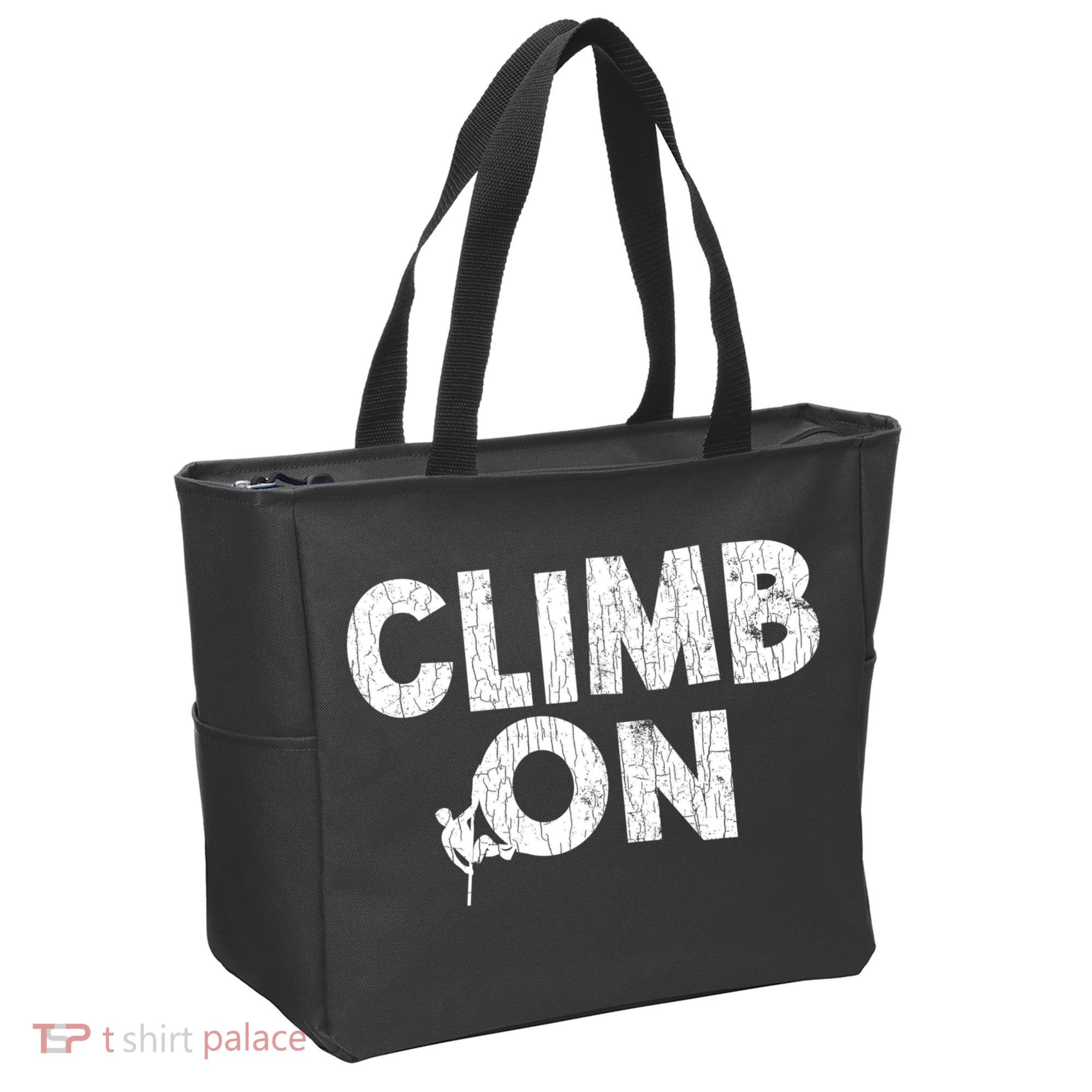 Climb On Funny Mountain Climbing Rock Climber Graphic Gift Tote Bag