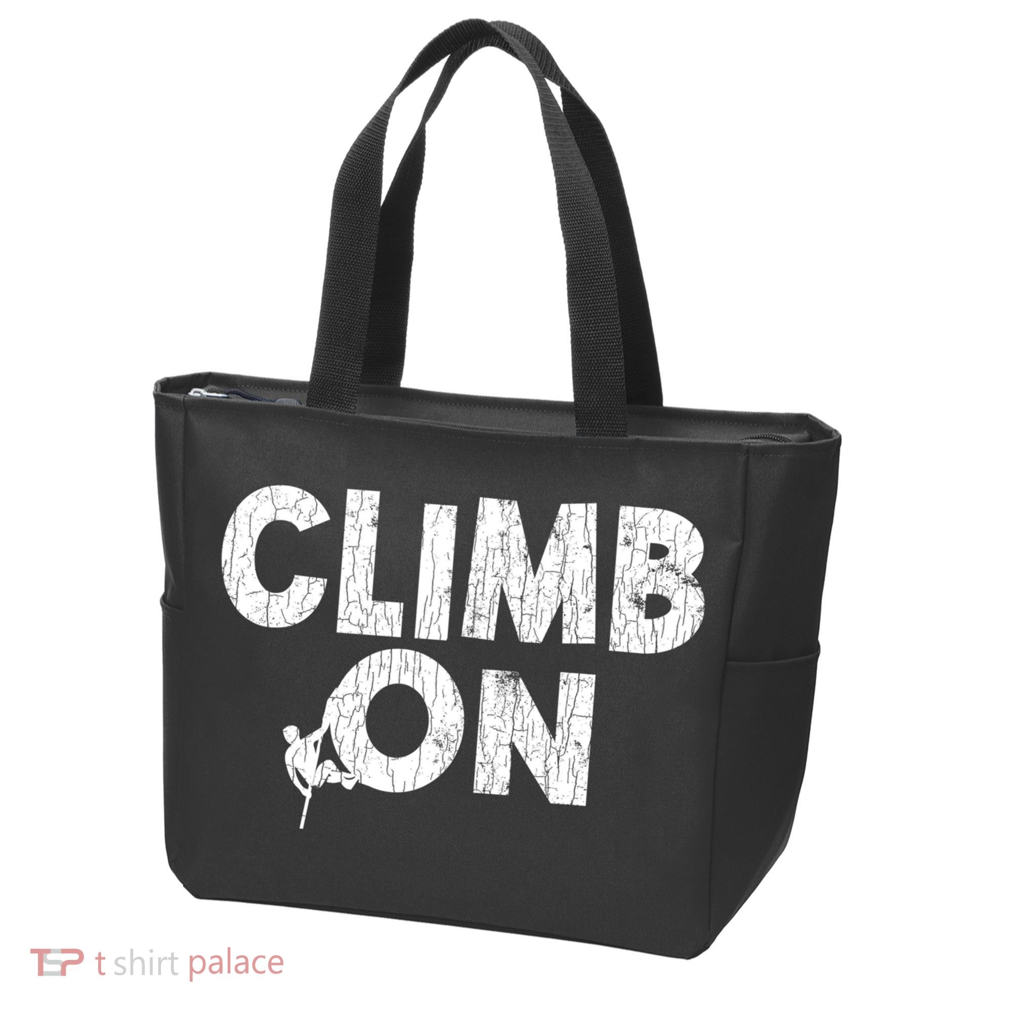 Climb On Funny Mountain Climbing Rock Climber Graphic Gift Tote Bag