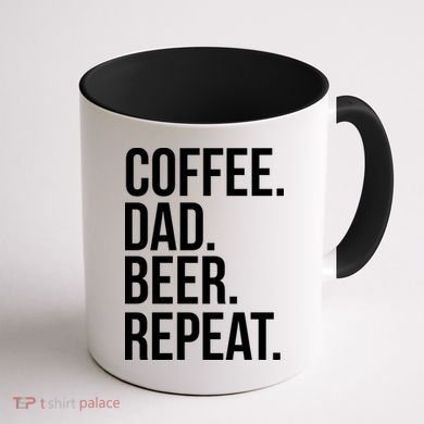 Coffee. Dad. Beer. Repeat. Funny Coffee Mug back