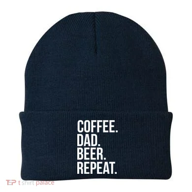 Coffee. Dad. Beer. Repeat. Funny Beanie