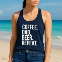 Coffee. Dad. Beer. Repeat. Funny Women's Tank Top thumb 2