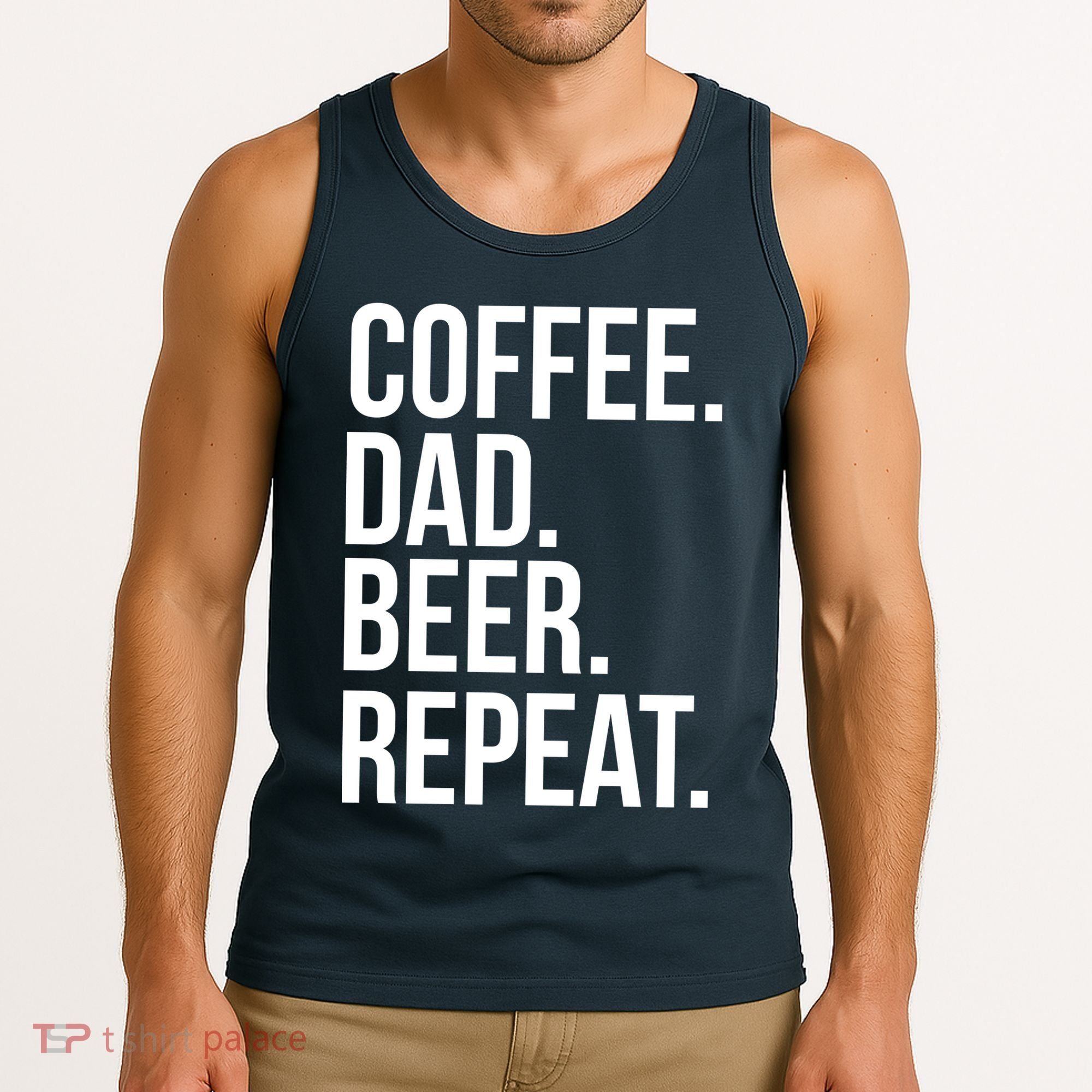 Coffee. Dad. Beer. Repeat. Funny Tank Top