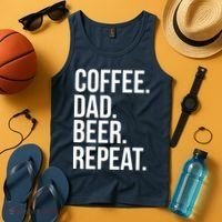 Coffee. Dad. Beer. Repeat. Funny Tank Top thumb 4