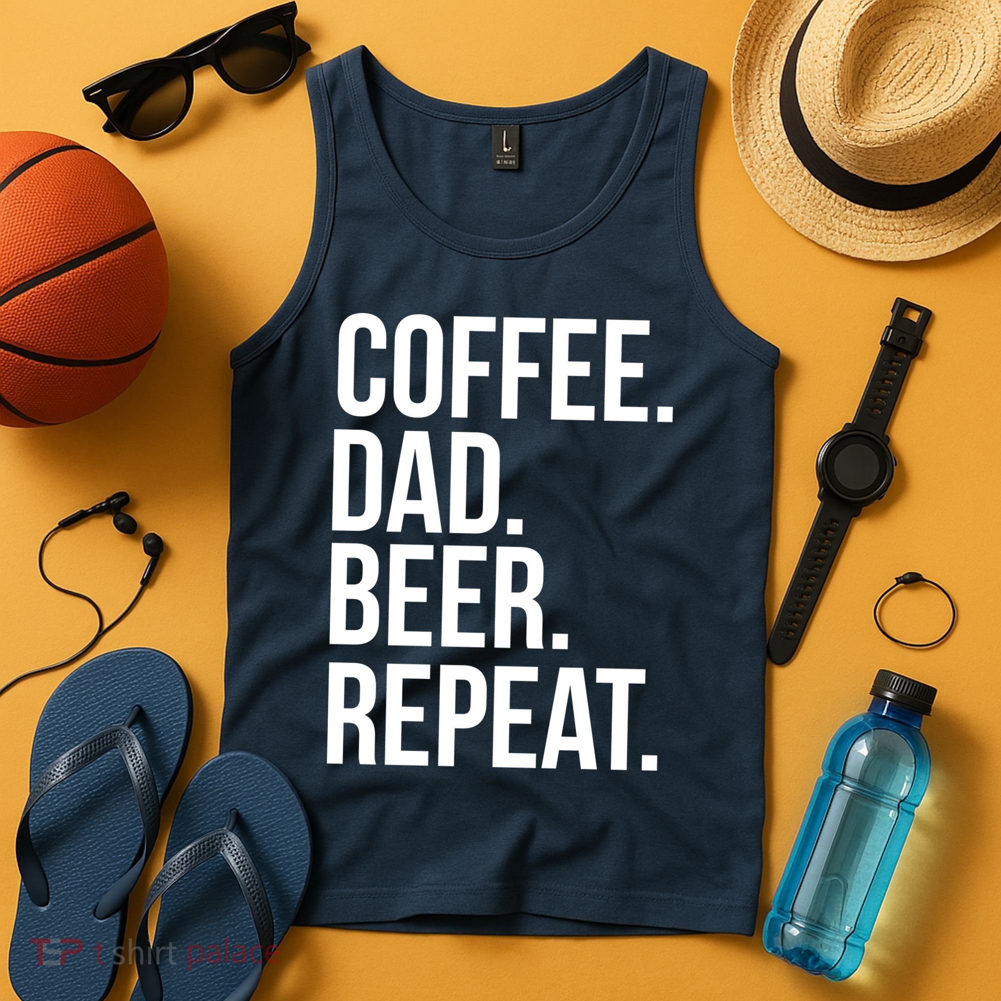 Coffee. Dad. Beer. Repeat. Funny Tank Top