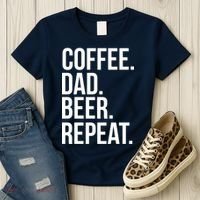 Coffee. Dad. Beer. Repeat. Funny Women's T-Shirt thumb 3