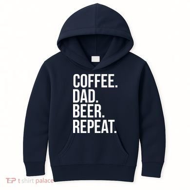 Coffee. Dad. Beer. Repeat. Funny Kids Hoodie