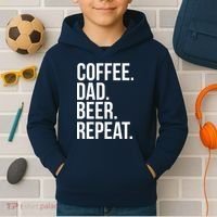 Coffee. Dad. Beer. Repeat. Funny Kids Hoodie thumb 2
