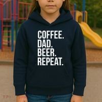 Coffee. Dad. Beer. Repeat. Funny Kids Hoodie thumb 3