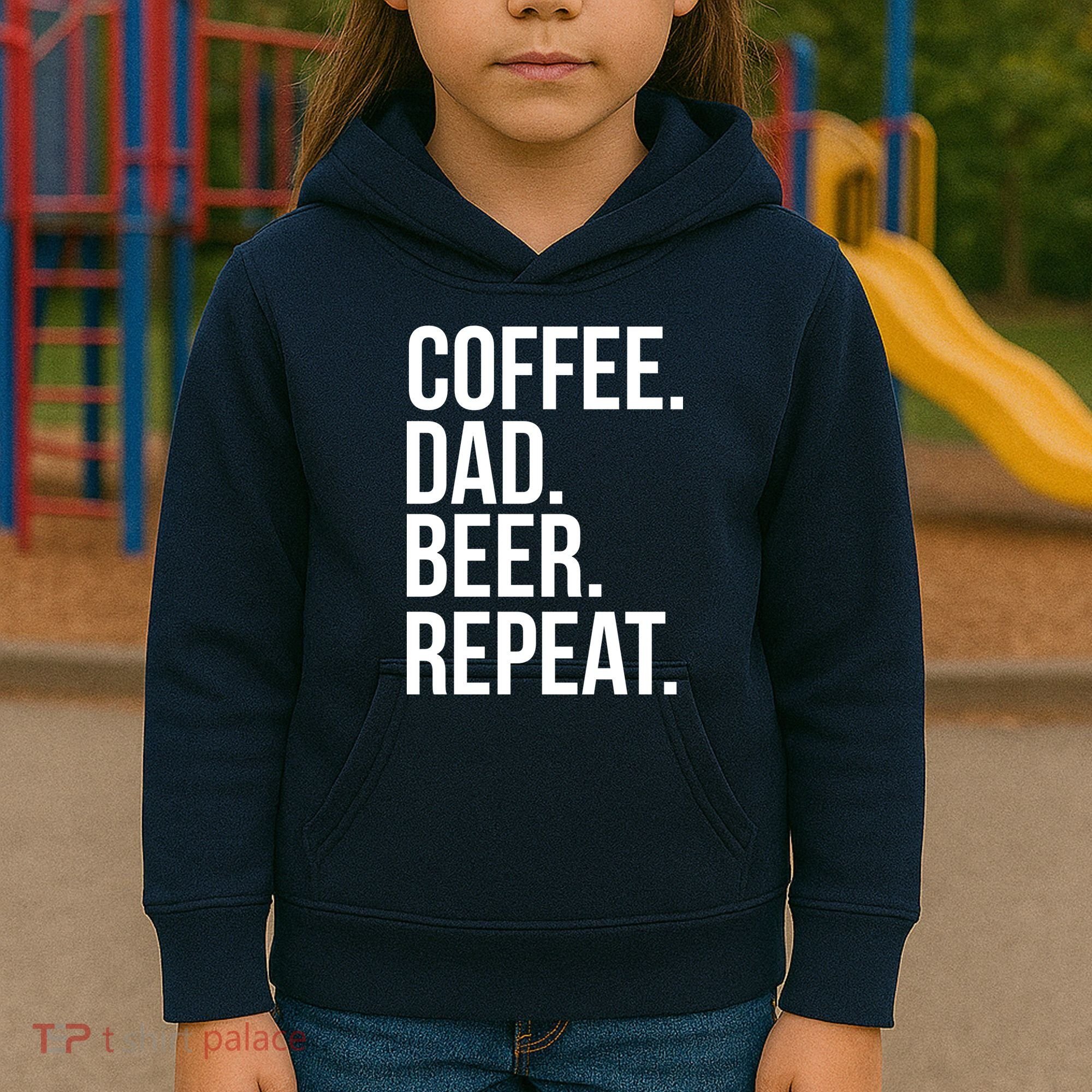 Coffee. Dad. Beer. Repeat. Funny Kids Hoodie