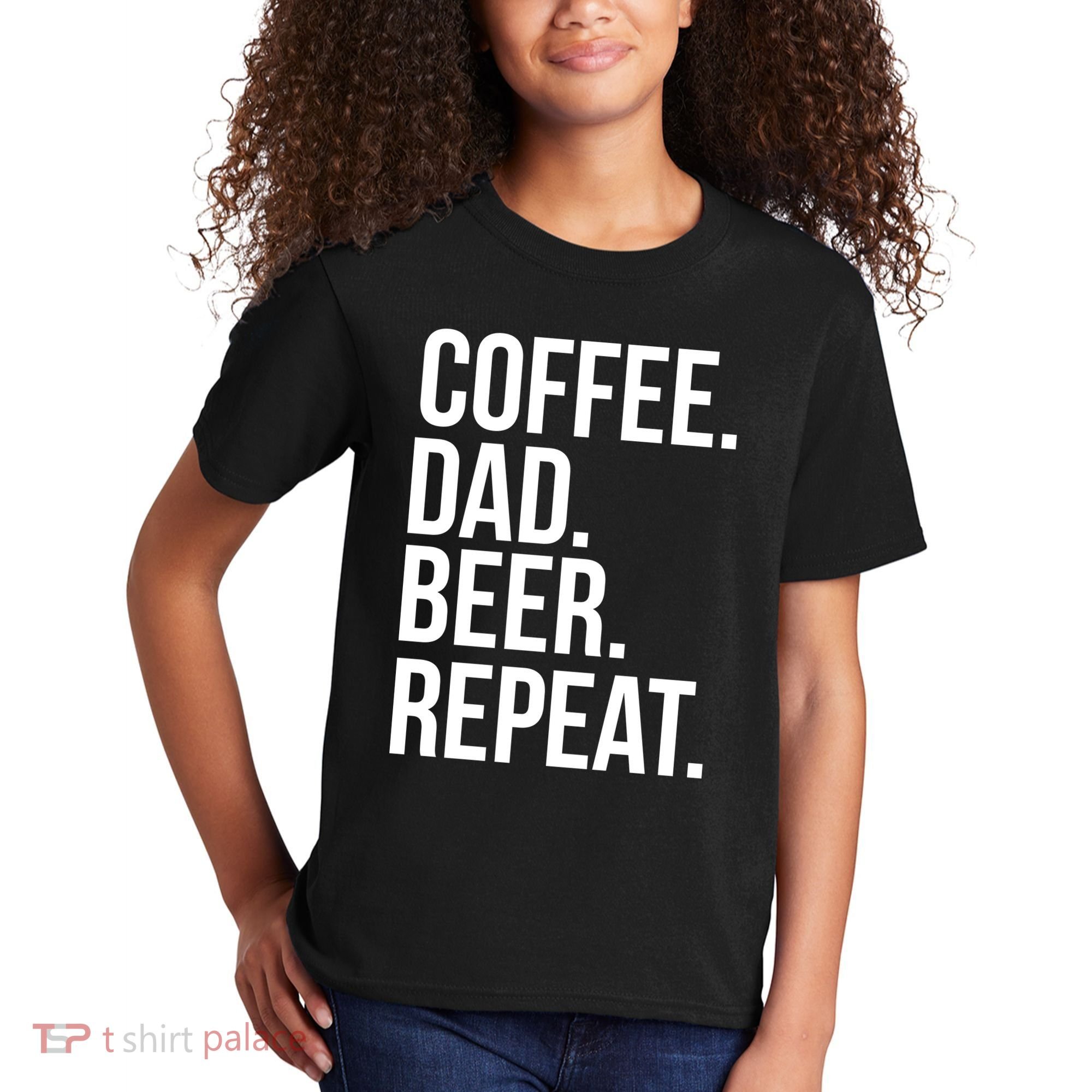 Coffee. Dad. Beer. Repeat. Funny Kids T-Shirt