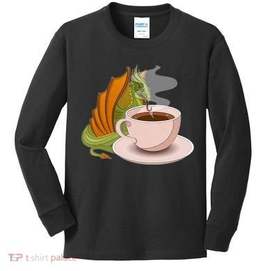 Coffee Caffeine Dragon Kids Long Sleeve Shirt