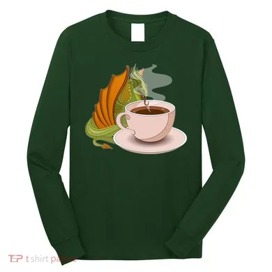 Coffee Caffeine Dragon Long Sleeve Shirt