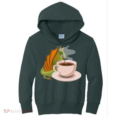 Coffee Caffeine Dragon Kids Hoodie