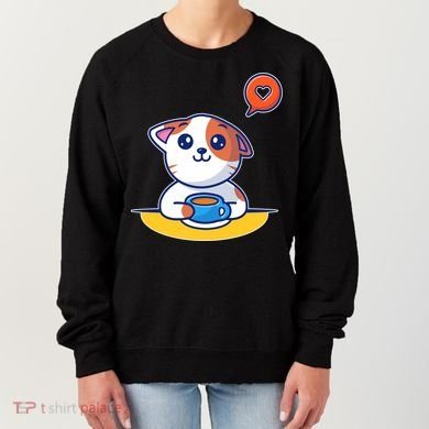 Coffee Cat Hollow Heart Women's Sweatshirt