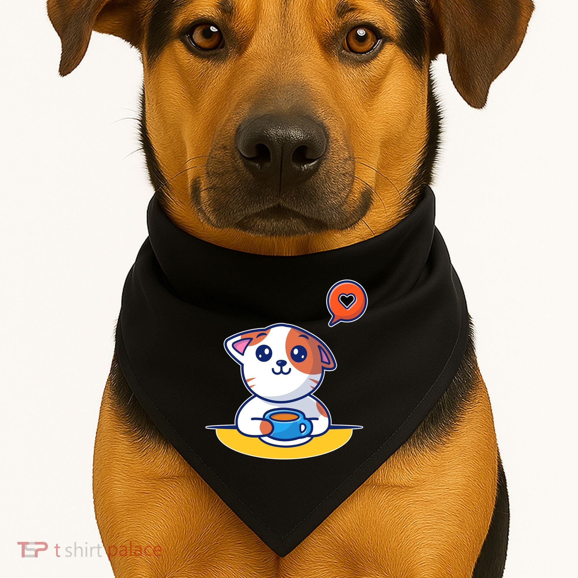 Coffee Cat Hollow Heart USA-Made Doggie Bandana
