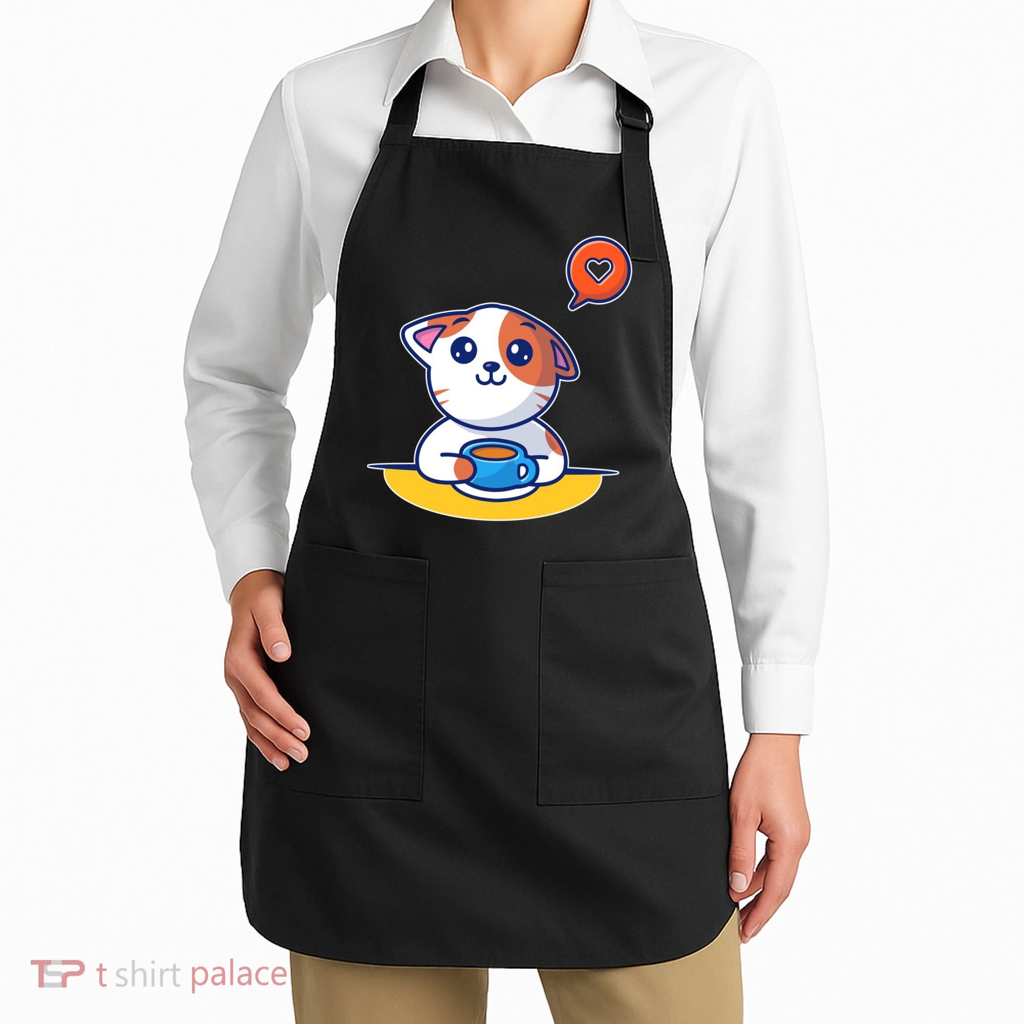 Coffee Cat Hollow Heart Apron