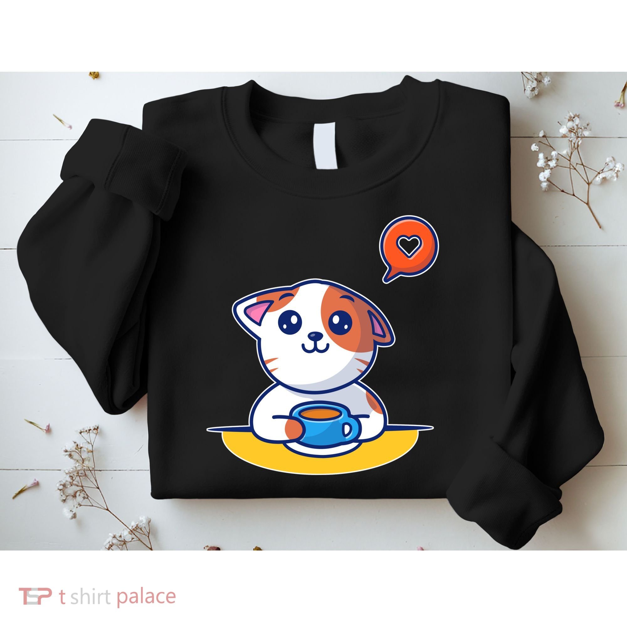 Coffee Cat Hollow Heart Sweatshirt
