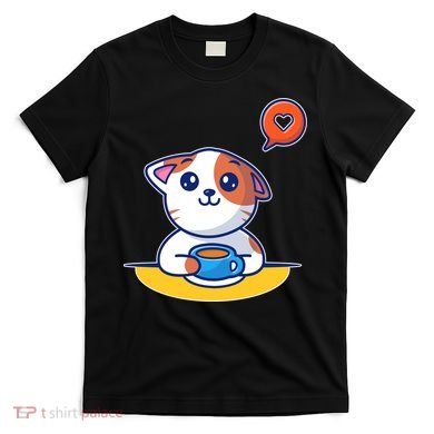 Coffee Cat Hollow Heart T-Shirt