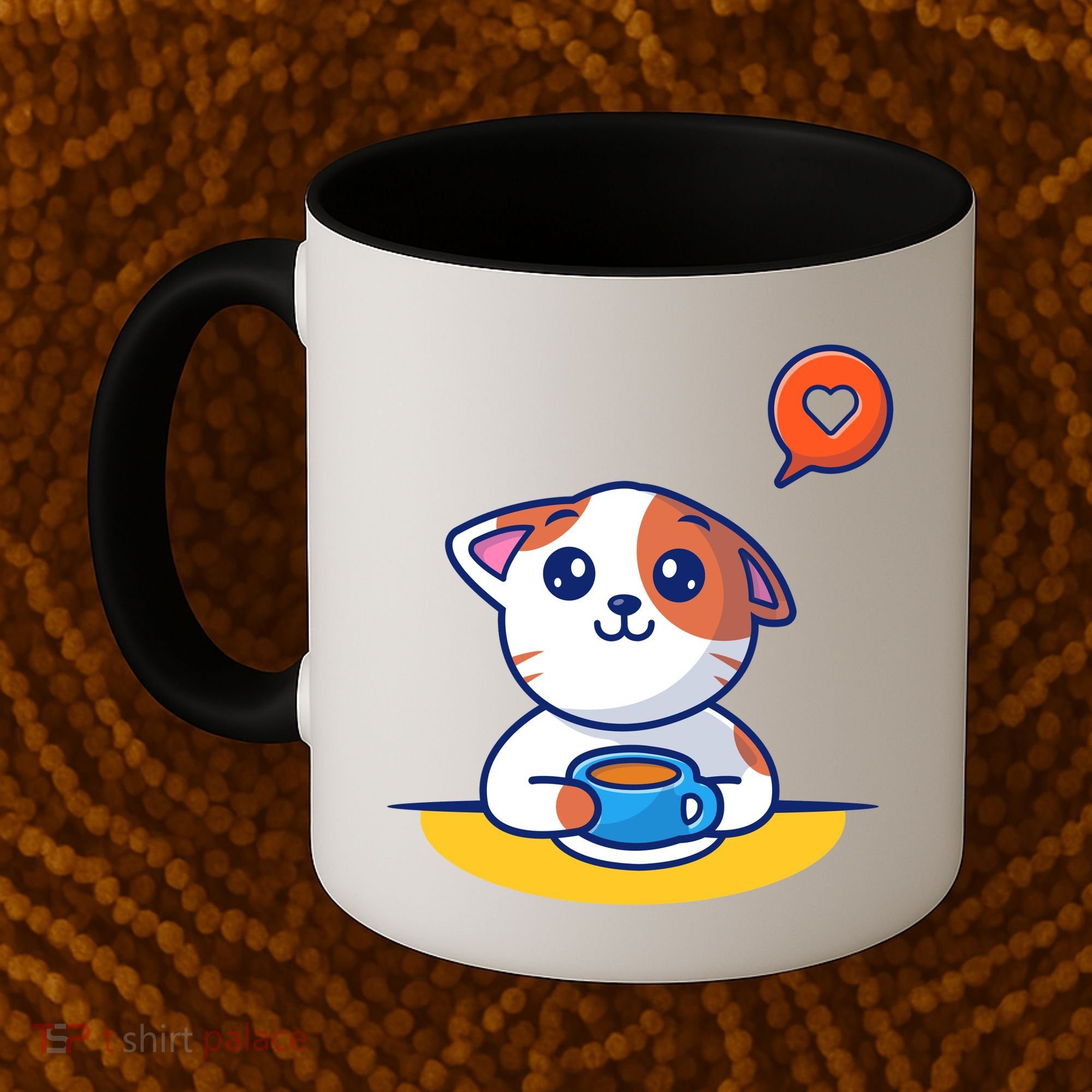 Coffee Cat Hollow Heart Coffee Mug