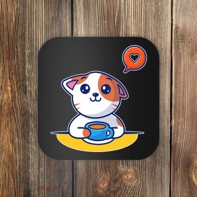 Coffee Cat Hollow Heart Coaster