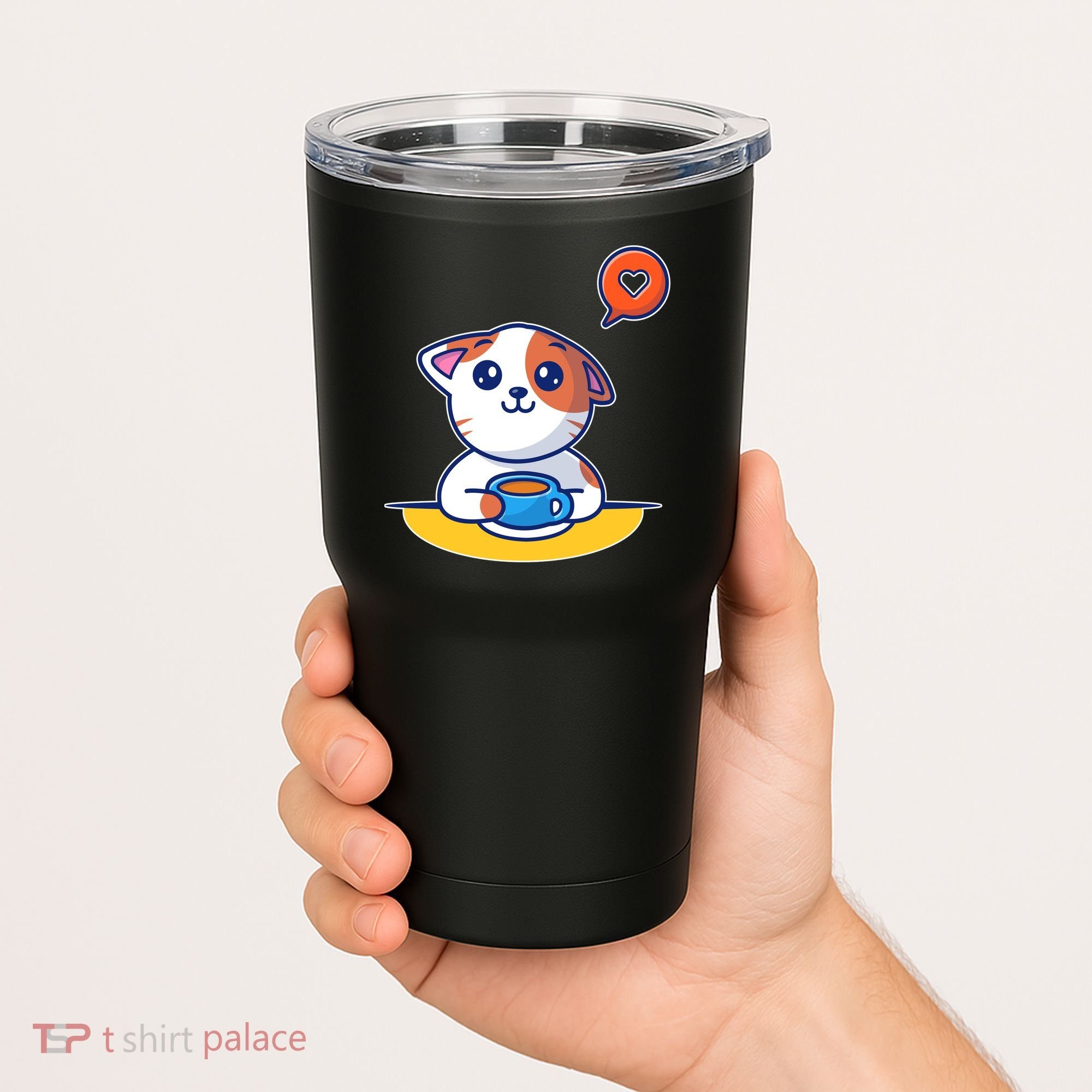 Coffee Cat Hollow Heart Tumbler