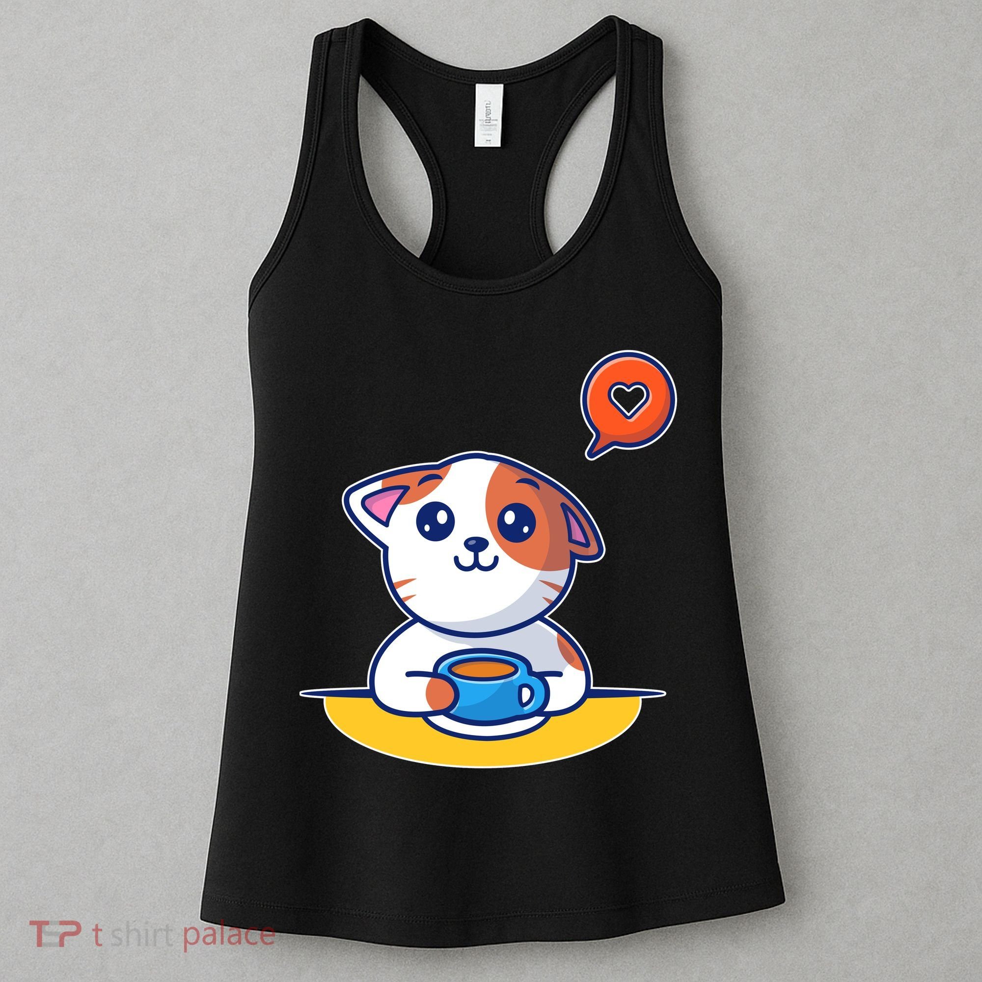 Coffee Cat Hollow Heart Women's Tank Top