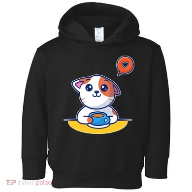 Coffee Cat Hollow Heart Toddler Hoodie