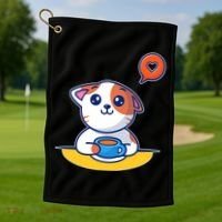 Coffee Cat Hollow Heart Golf Towel thumb 1
