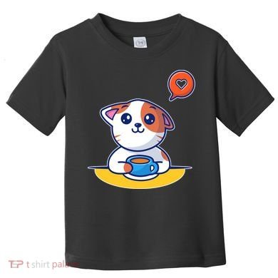 Coffee Cat Hollow Heart Toddler T-Shirt