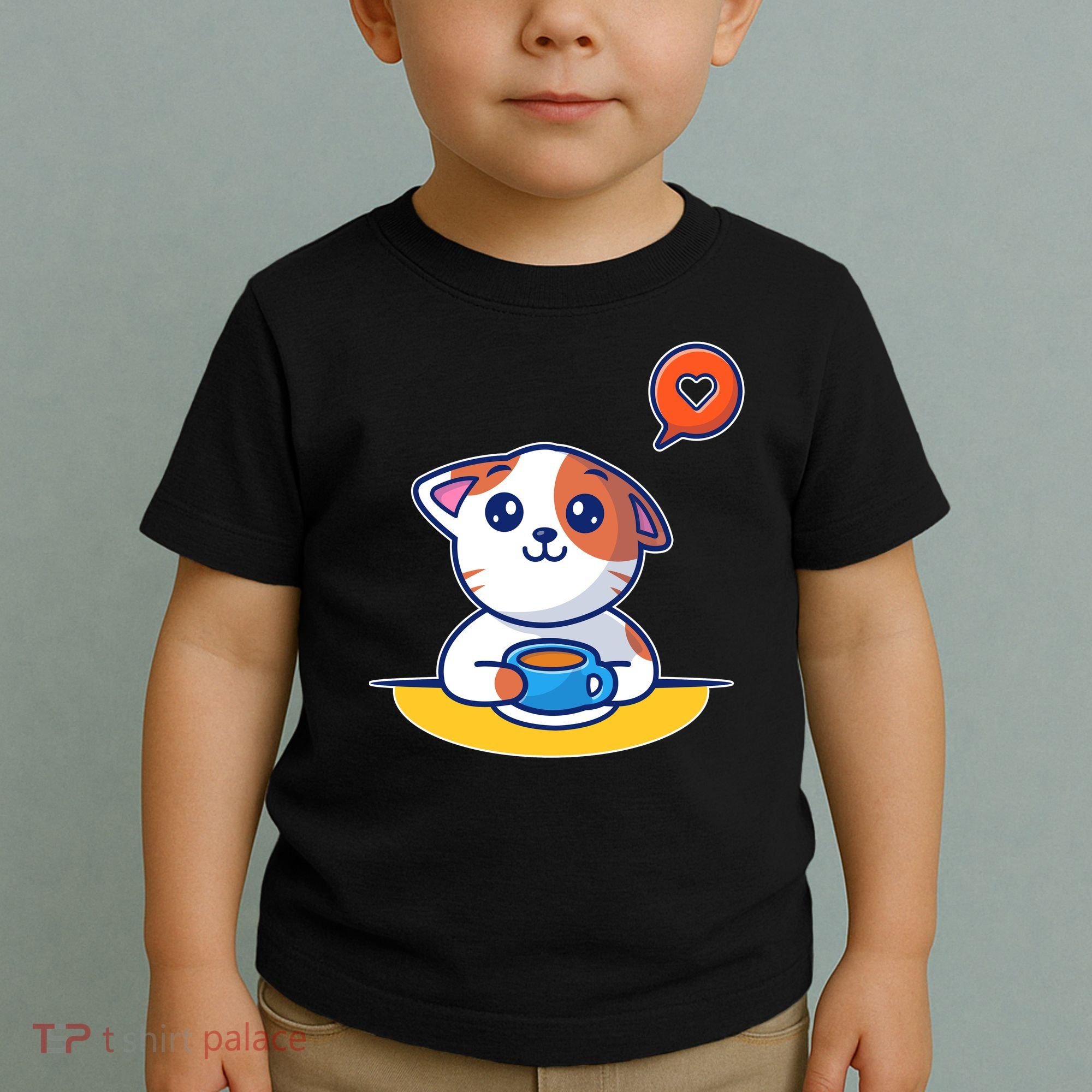 Coffee Cat Hollow Heart Toddler T-Shirt
